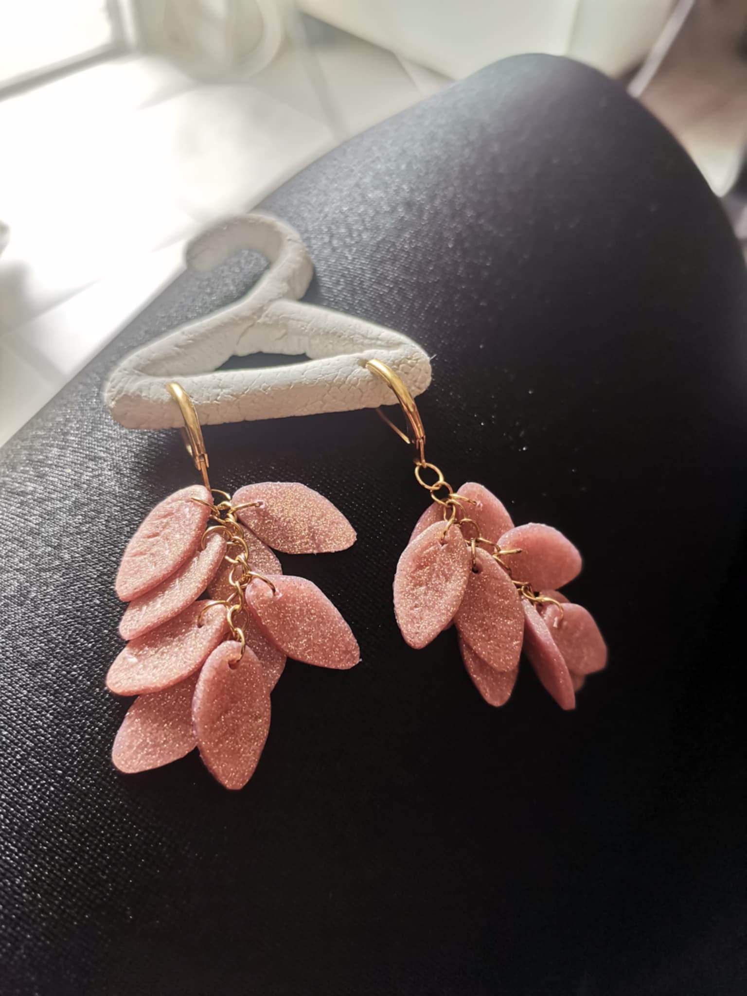 Handmade σκουλαρίκια "falling leafs" ροζ χρυσό