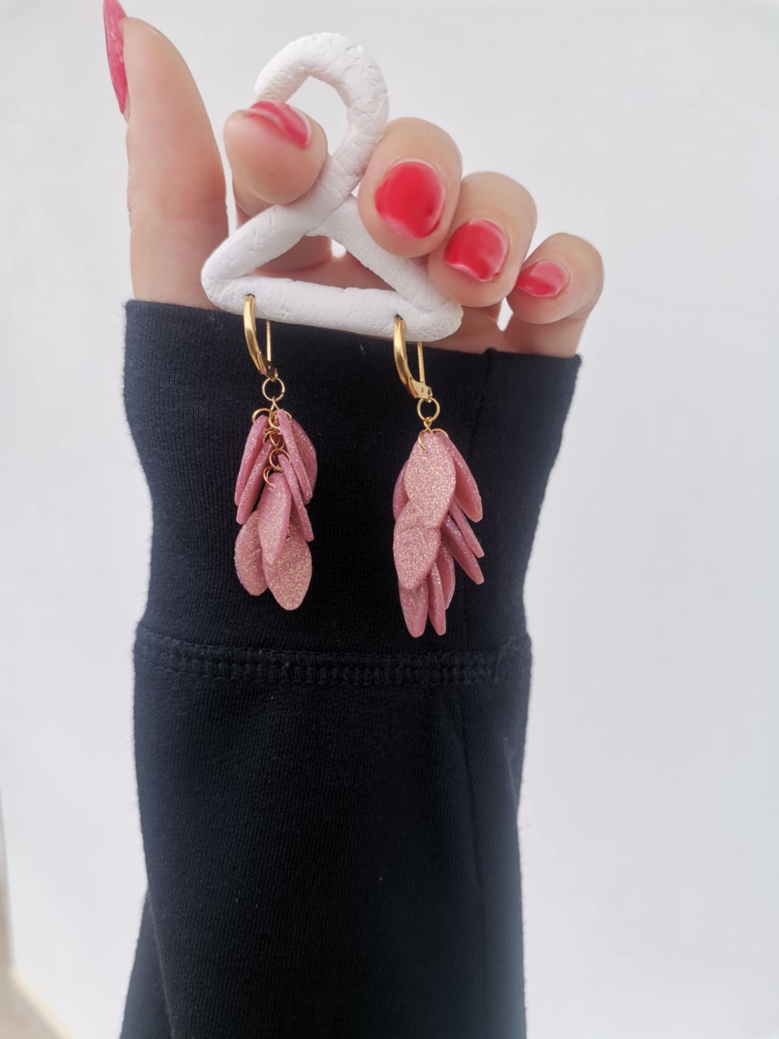Handmade σκουλαρίκια "falling leafs" ροζ χρυσό