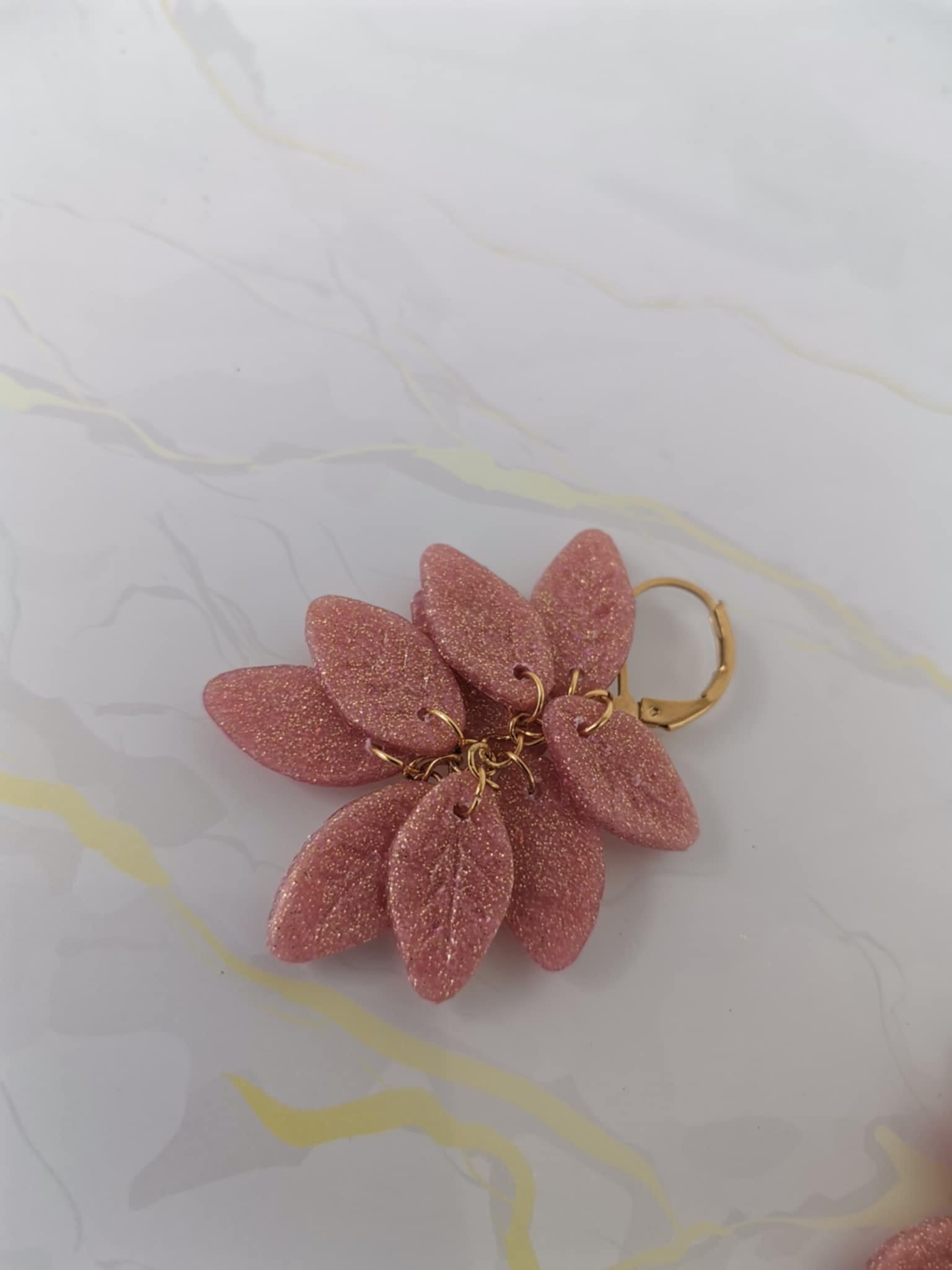 Handmade σκουλαρίκια "falling leafs" ροζ χρυσό