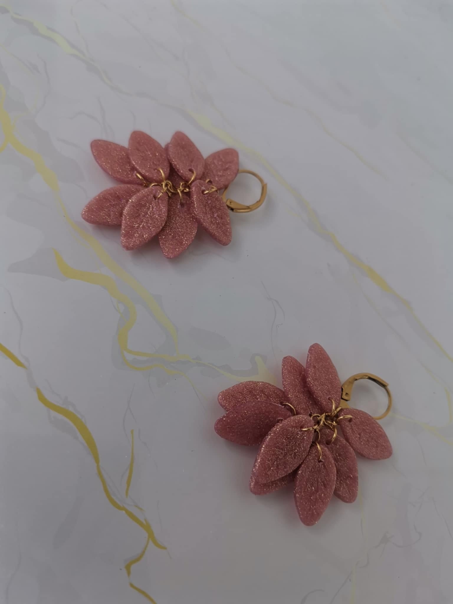 Handmade σκουλαρίκια “falling leafs” ροζ χρυσό