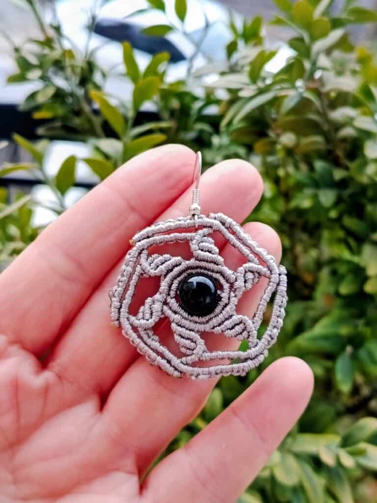Boho χειροποίητα σκουλαρίκια γεωμετρικά macrame