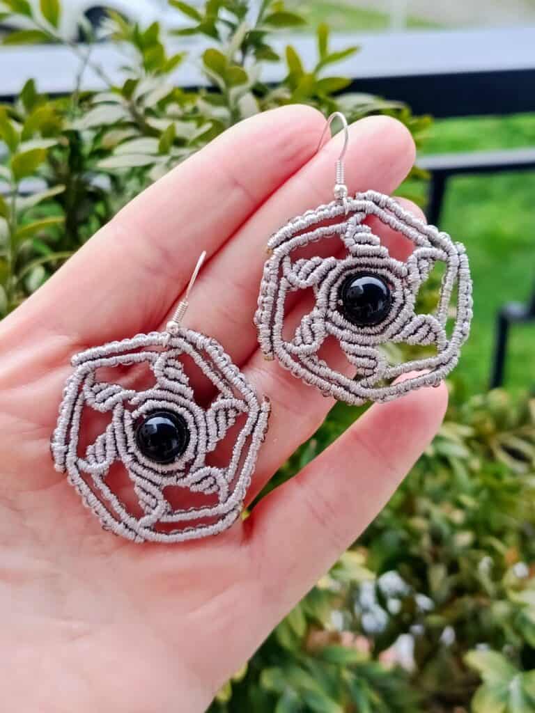 Boho χειροποίητα σκουλαρίκια γεωμετρικά macrame