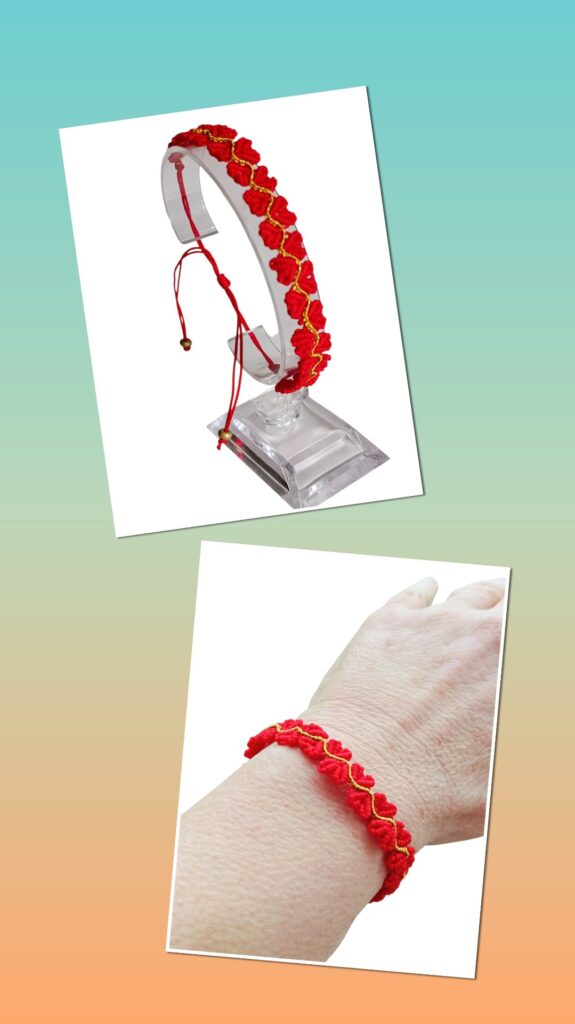 Χειροποίητο νεανικό βραχιόλι καρδούλες macrame valentine