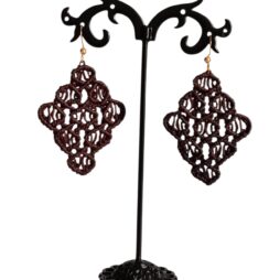 Χειροποίητα σκουλαρίκια καφέ macrame