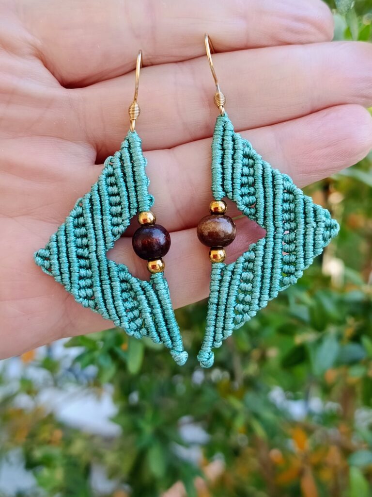 Boho χειροποίητα σκουλαρίκια βεραμάν macrame