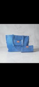 Σετ Upcycled Τζιν Μεγάλη Τσάντα & Ασορτί Πορτοφόλι «Kiki’s Re-jeans»
