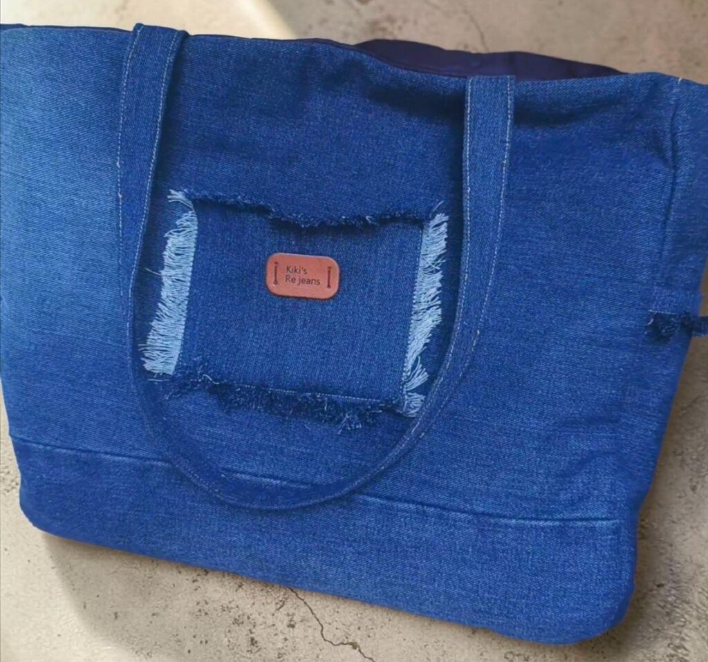 Σετ Upcycled Τζιν Μεγάλη Τσάντα & Ασορτί Πορτοφόλι «Kiki's Re-jeans»