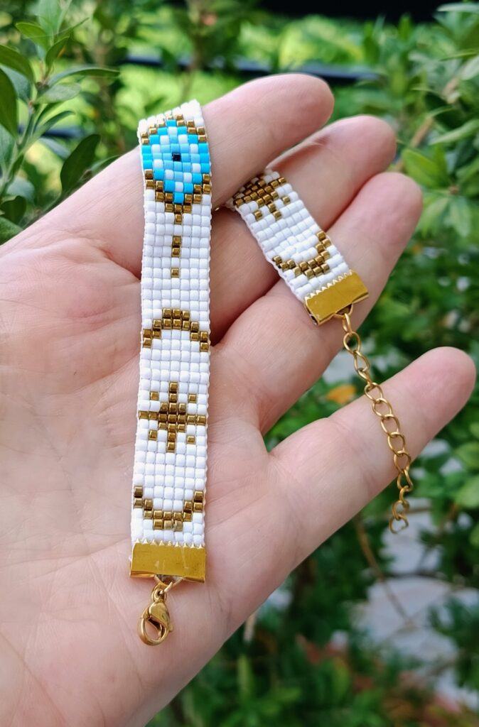 Χειροποίητο βραχιόλι ματάκι, φεγγάρι, ήλιος χάντρες Miyuki