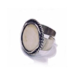 Δαχτυλίδι με αυξομείωση και μπεζ σμάλτο ivory