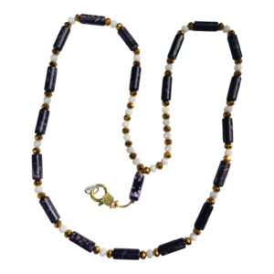 Χειροποίητο PhoneStrap Λαιμού με Μωβ Πέτρες & Χρυσές Λεπτομέρειες
