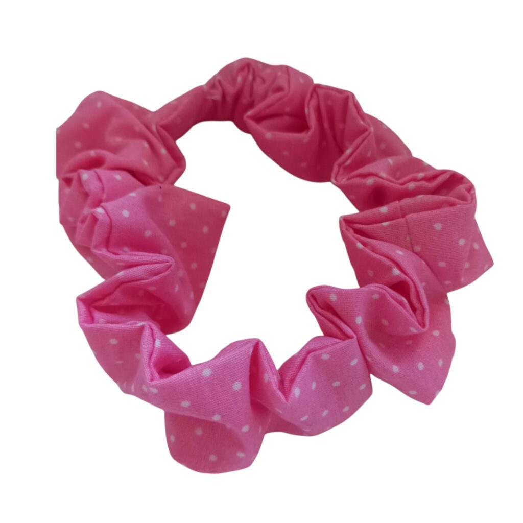 Πουά φούξια scrunchie ποπλίνα