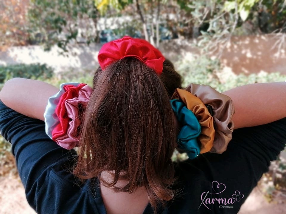 Σατέν λαστιχάκια scrunchies χειμερινά χρώματα