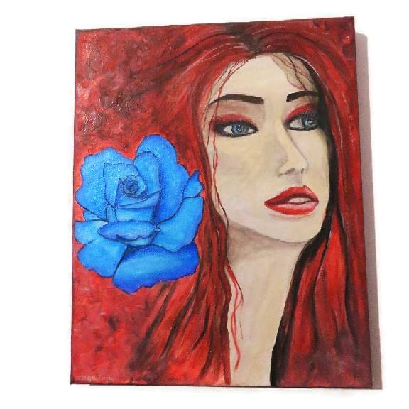 Blue rose girl πίνακας