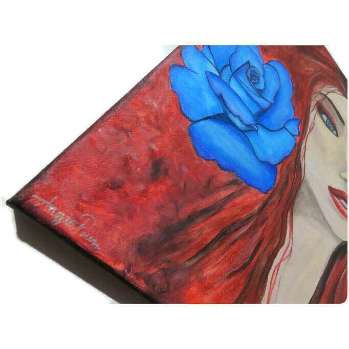 Blue rose girl πίνακας