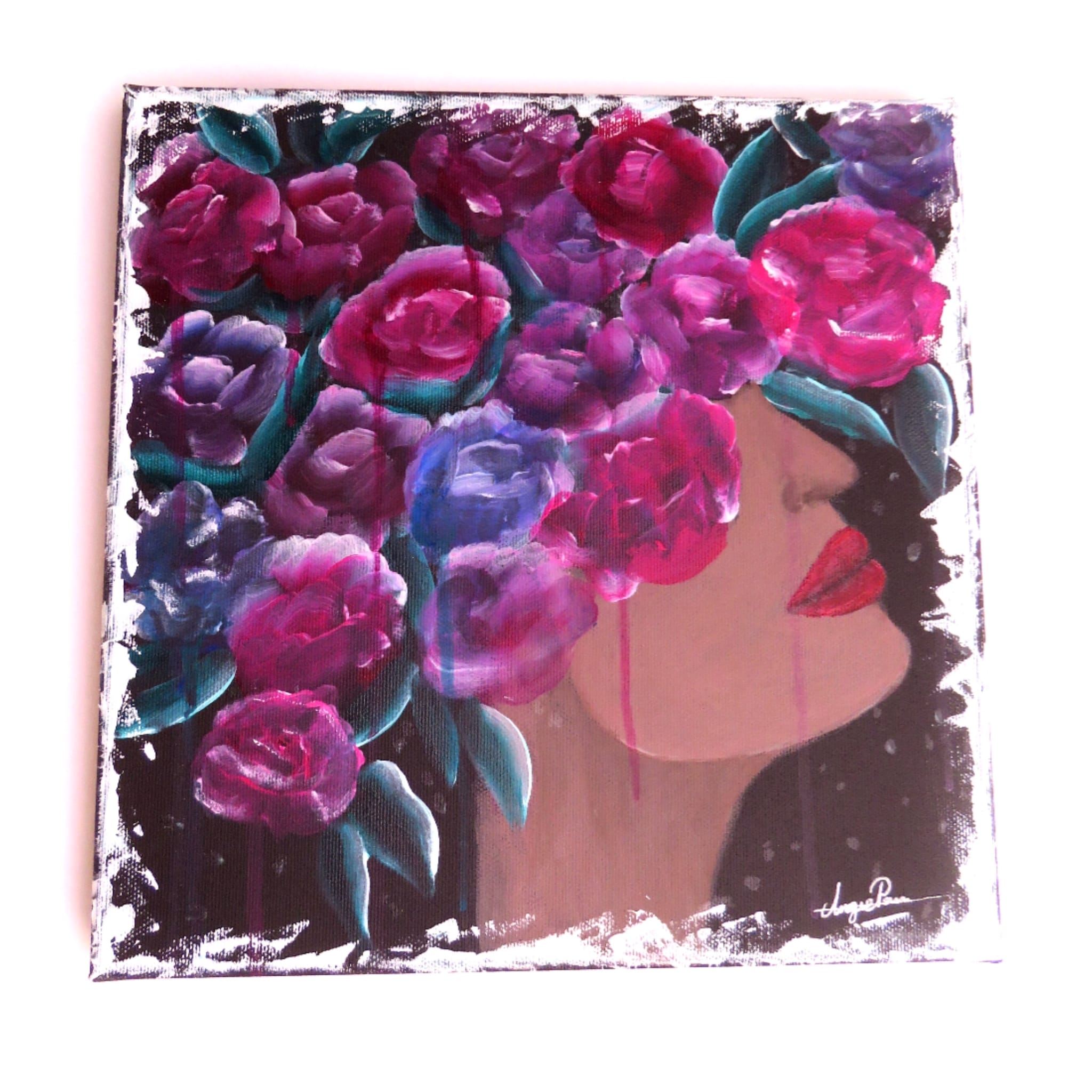 Πίνακας “Floral girl” με ακρυλικά