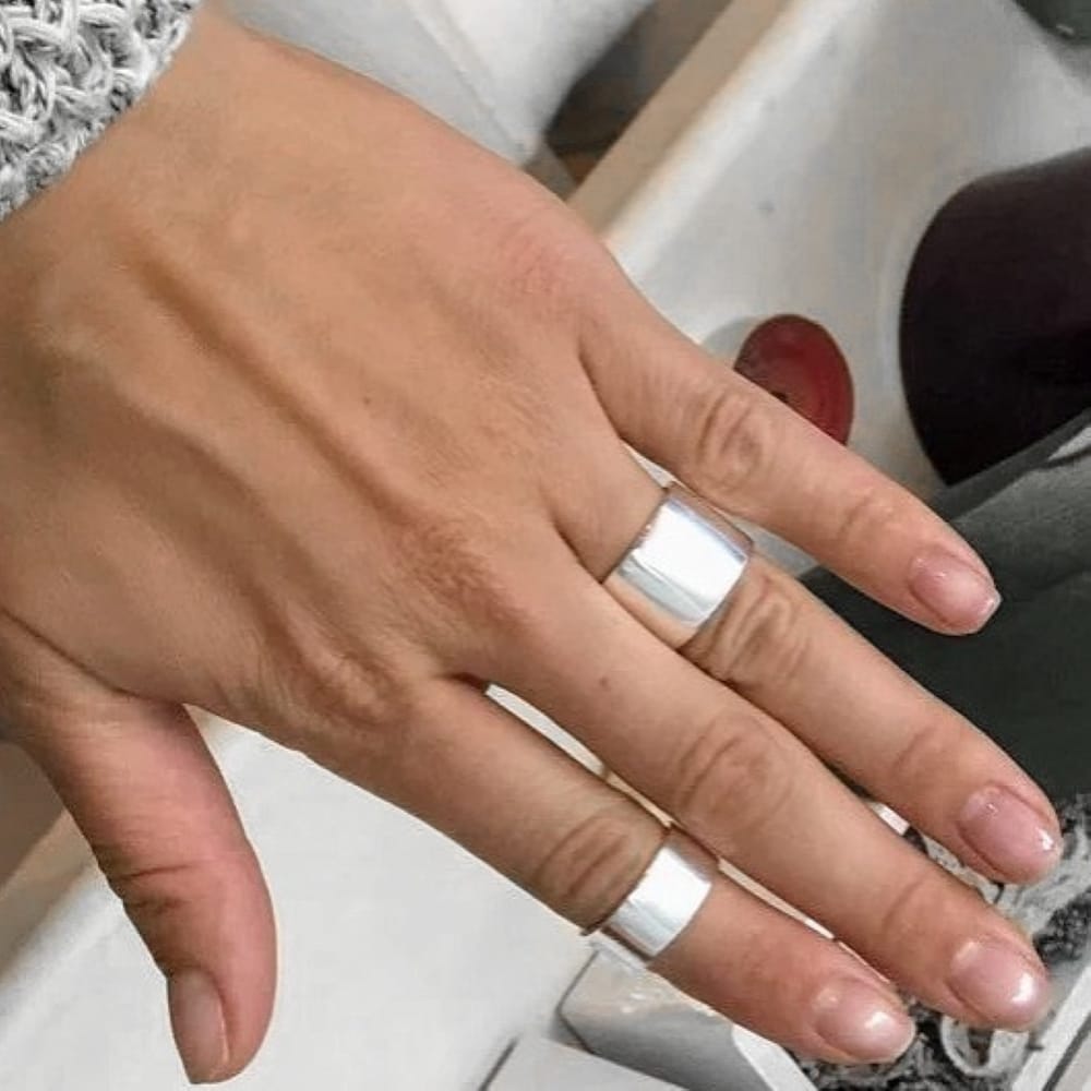 Σετ 2 δαχτυλίδια cuff χειροποίητα ασήμι 925 αυξομειούμενα