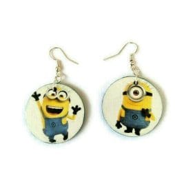 Χειροποίητα Ξύλινα Σκουλαρίκια Κρεμαστά | Minions