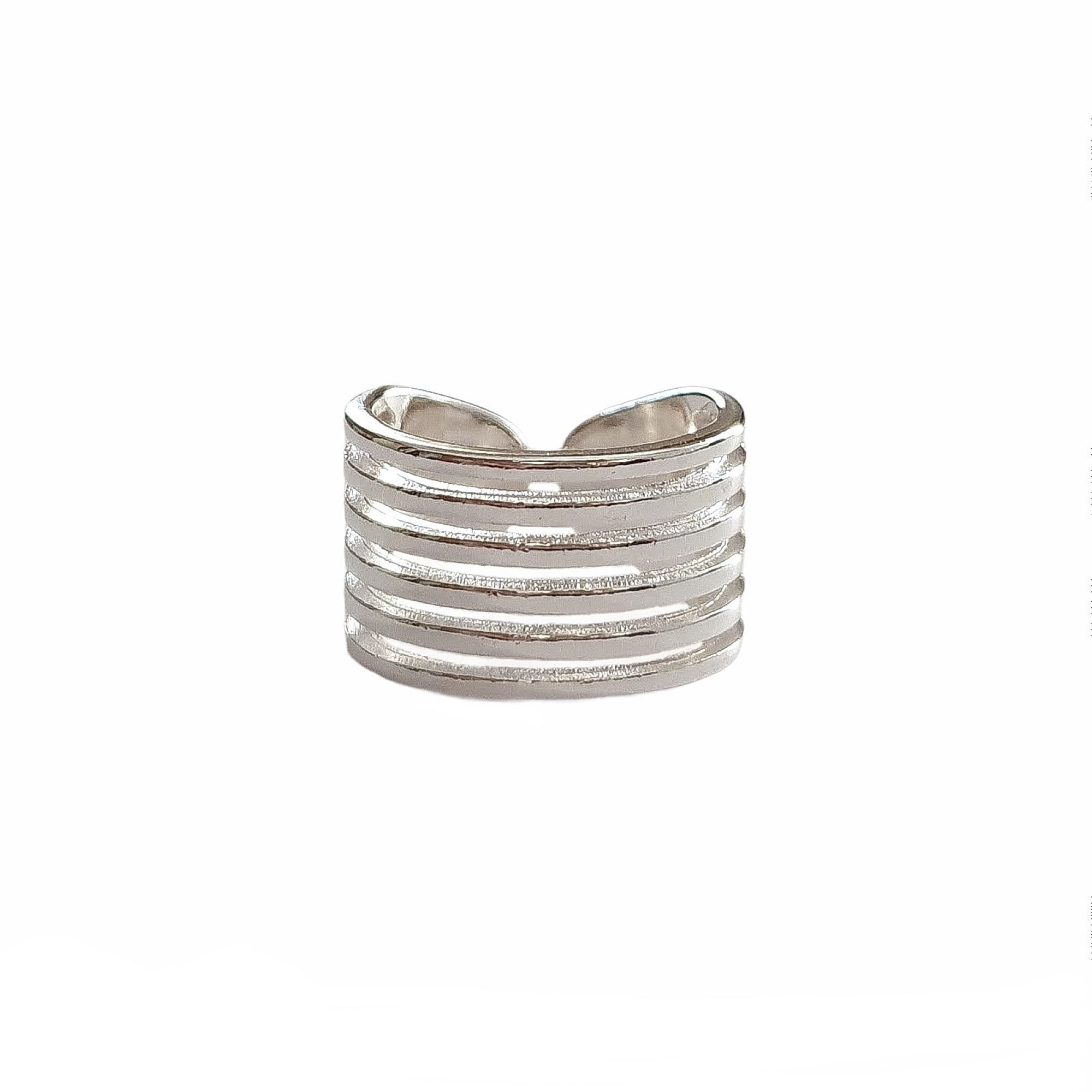 Δαχτυλίδι wide band πολύσειρο ανοιγόμενο ασήμι 925 επιπλατινωμένο
