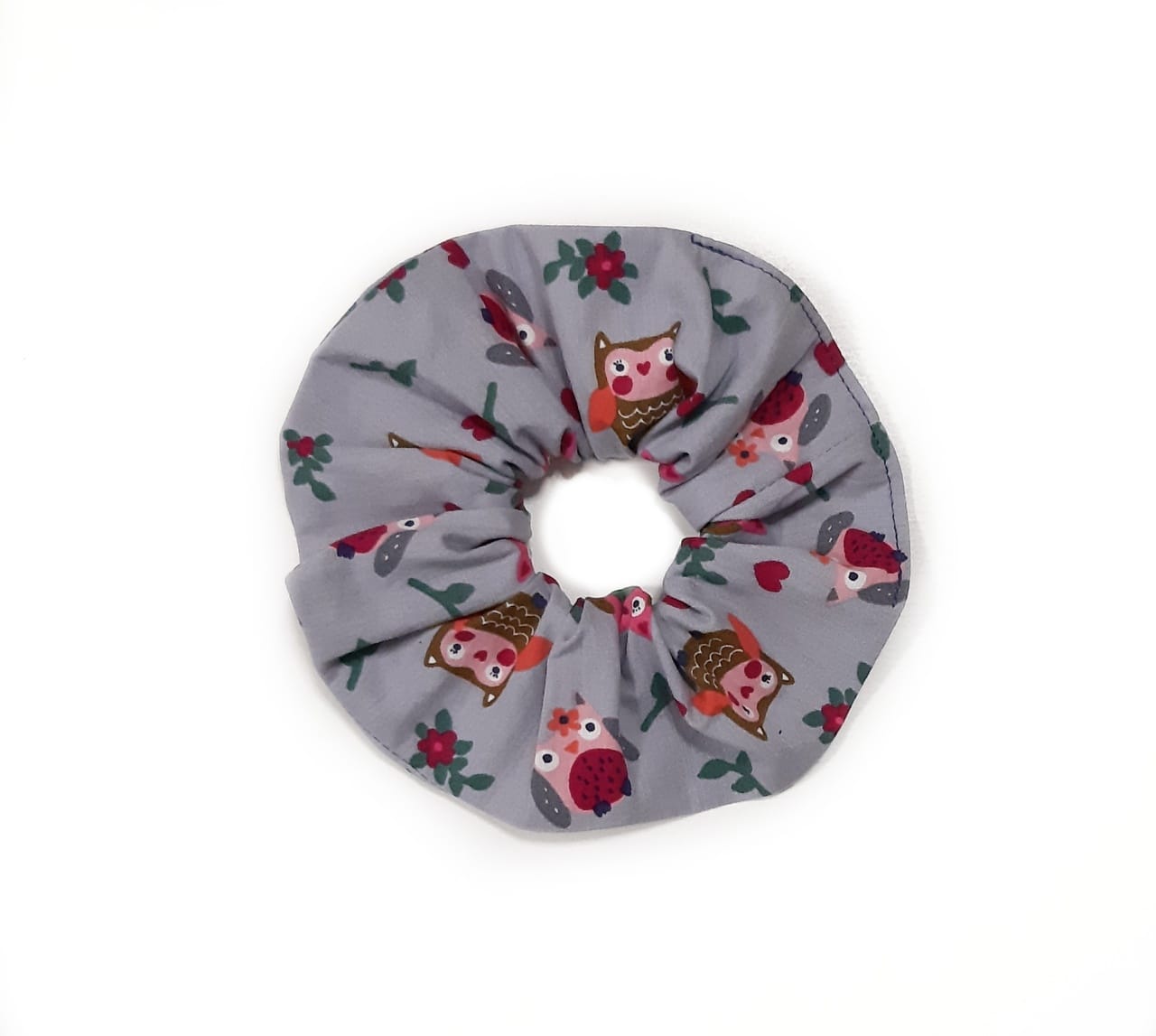 Scrunchie – Λαστιχάκι μαλλιών | Γκρι κουκουβάγιες