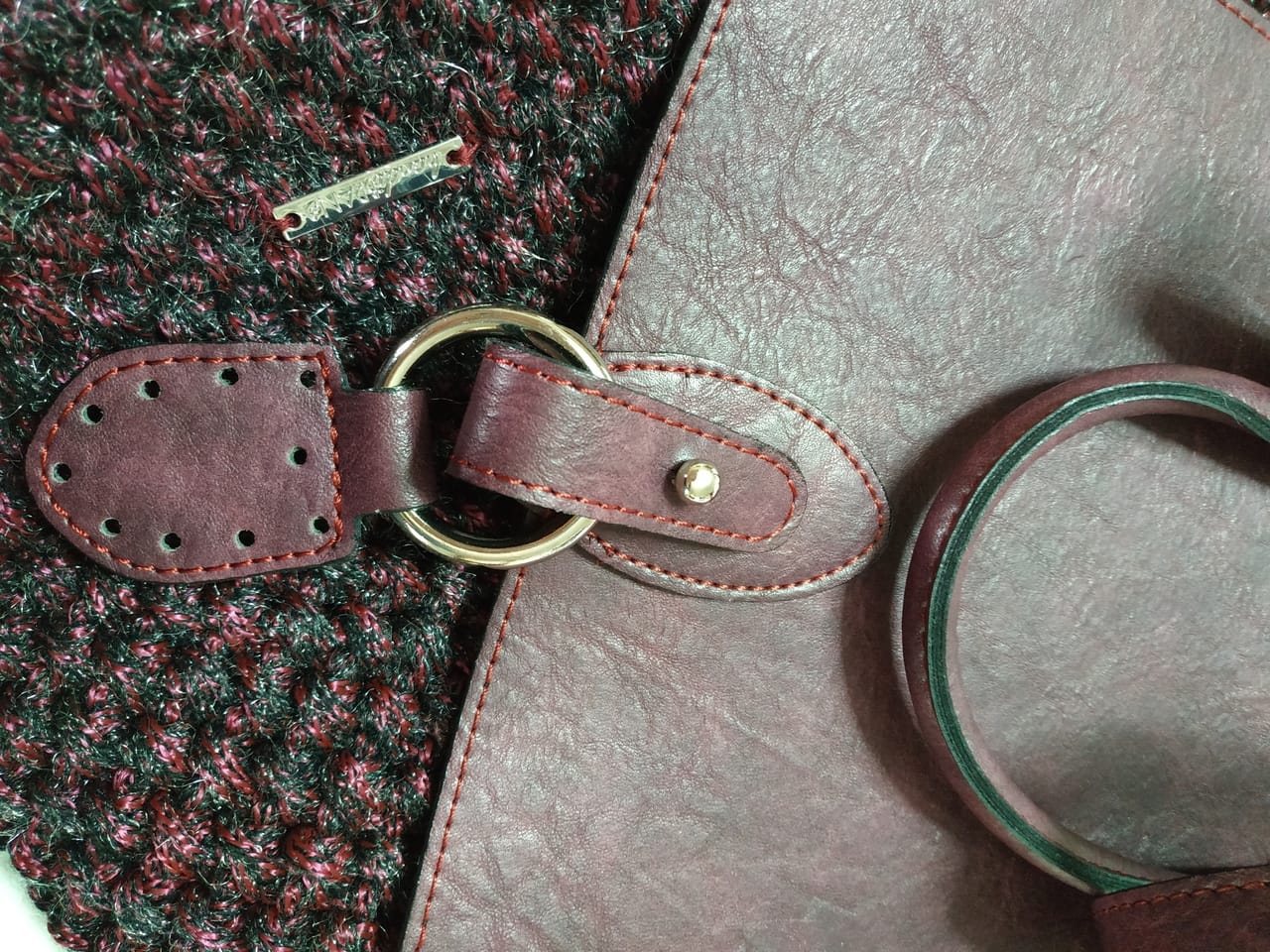 Χειροποίητη πλεκτή τσάντα backpack σε μπορντομελιτζανί