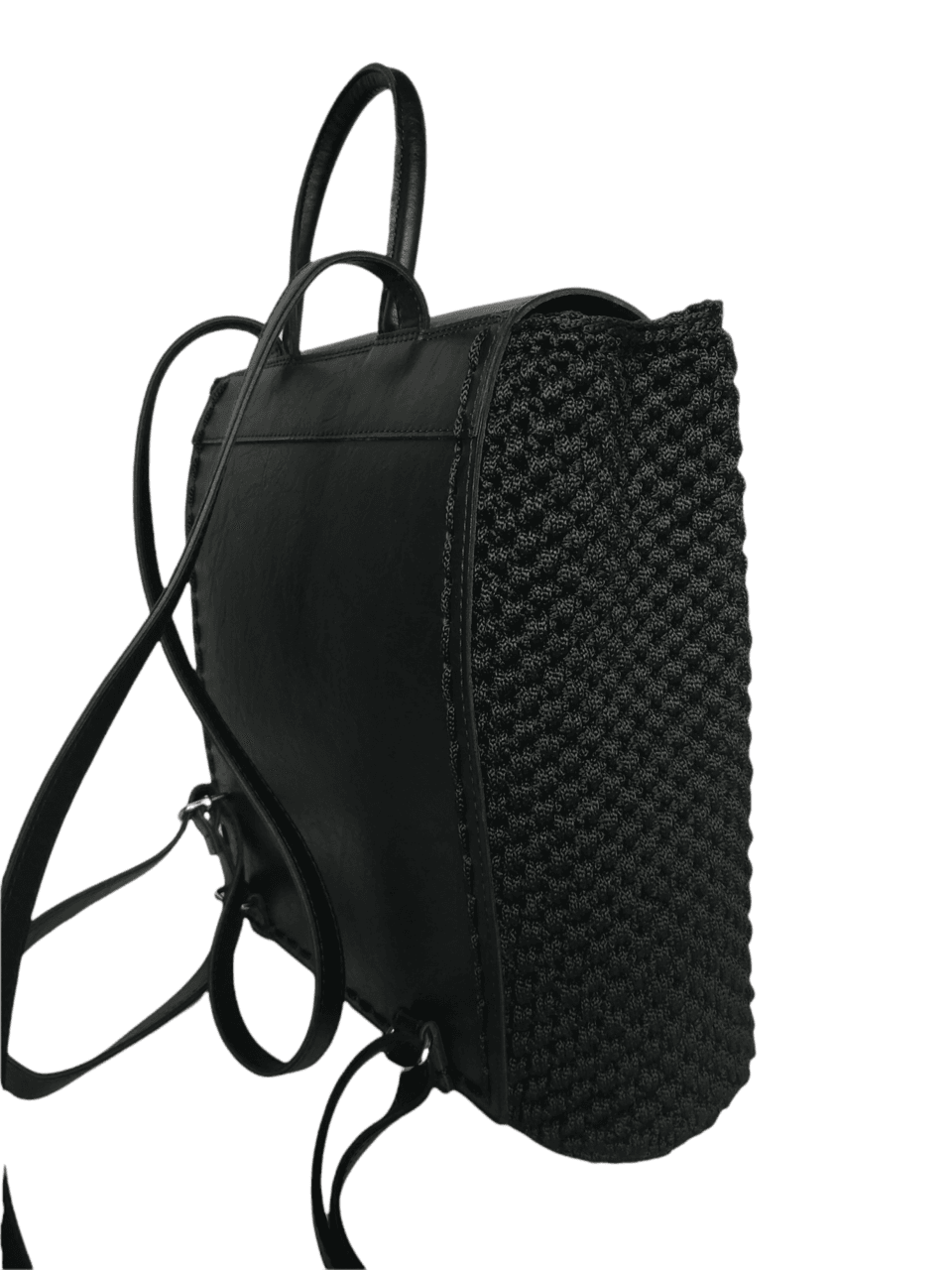 Χειροποίητη πλεκτή τσάντα backpack σε μαύρο
