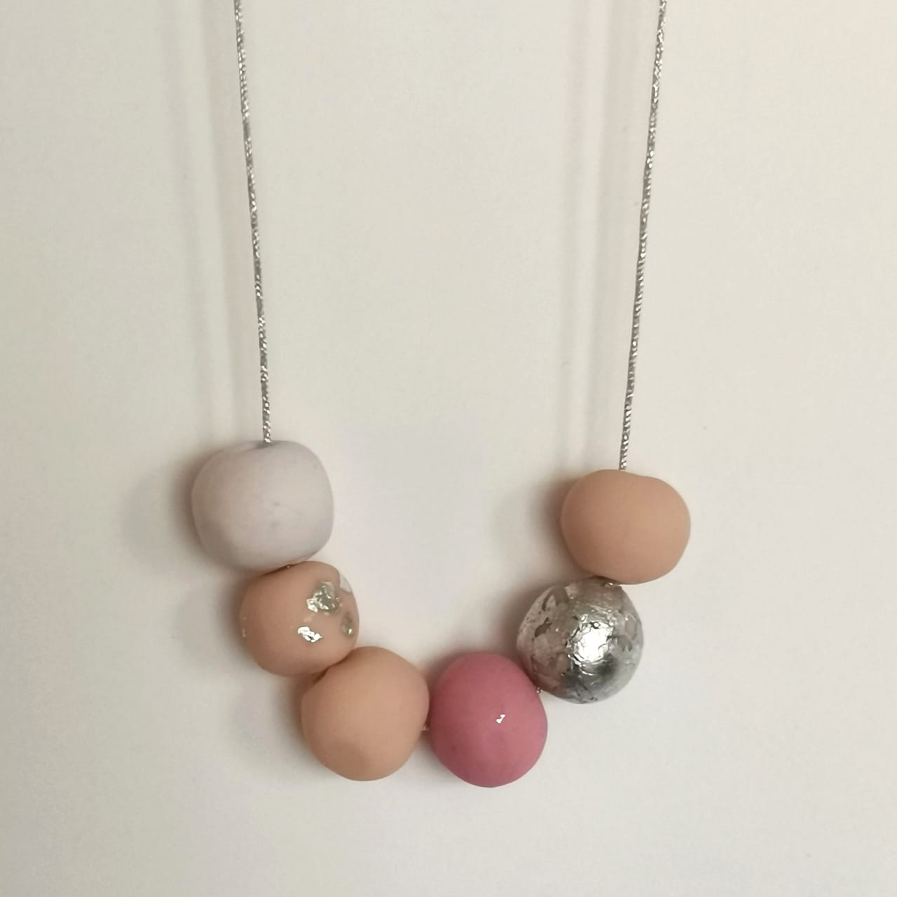 Κολιέ statement από πολυμερικό πηλό, Dusty pink