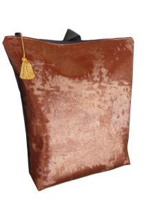 Τσάντα πλάτης χειροποίητο backpack από ύφασμα με καφέ δερματίνη