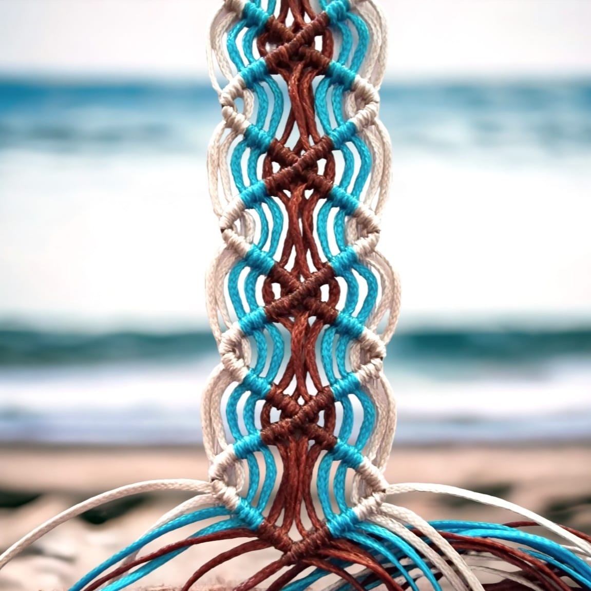 Βραχιόλι "Beach Waves" χειροποίητο με συνδυασμό τριών χρωμάτων και κούμπωμα αυξομείωσης