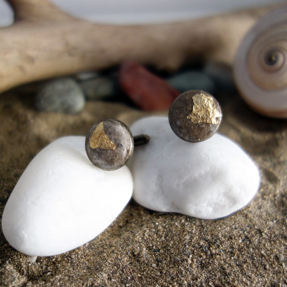 Μανικετόκουμπα με τσιμέντο (Καφέ - Χρυσό)