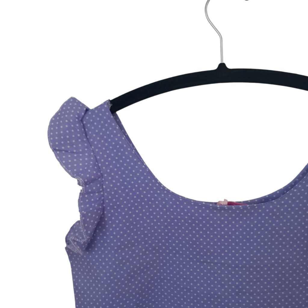 Χειροποίητο crop top πουά μωβ με βολάν