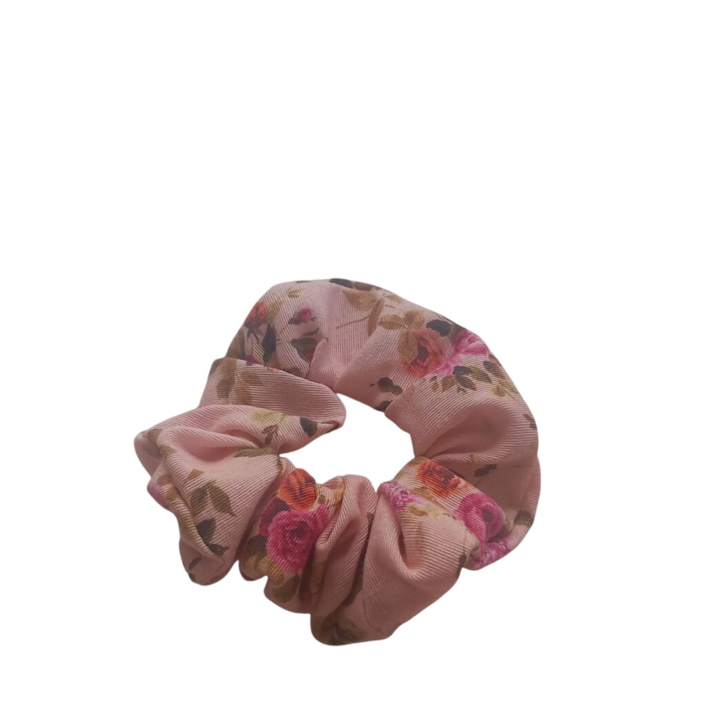 Χειροποίητο scrunchie ροζ φλοράλ