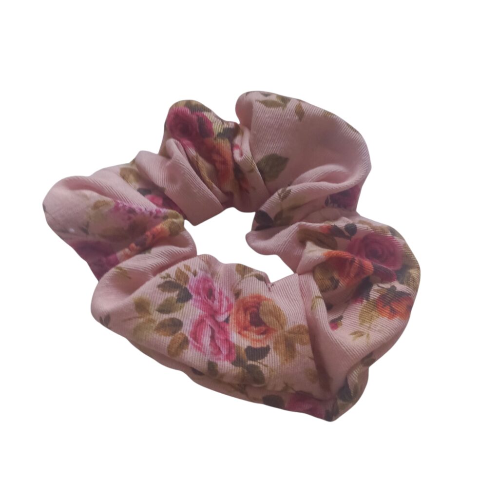 Χειροποίητο scrunchie ροζ φλοράλ