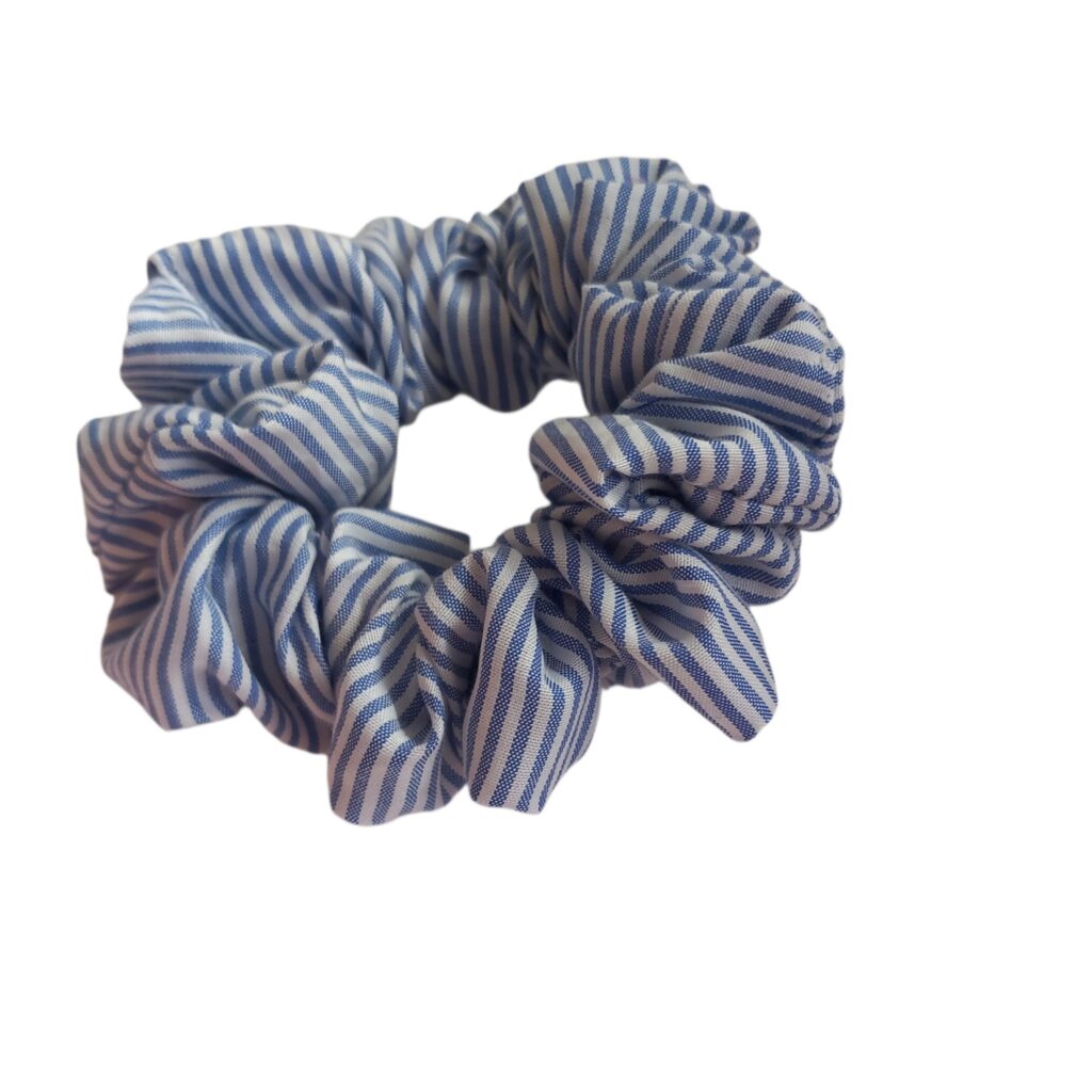 Χειροποίητο scrunchie ριγέ μπλε