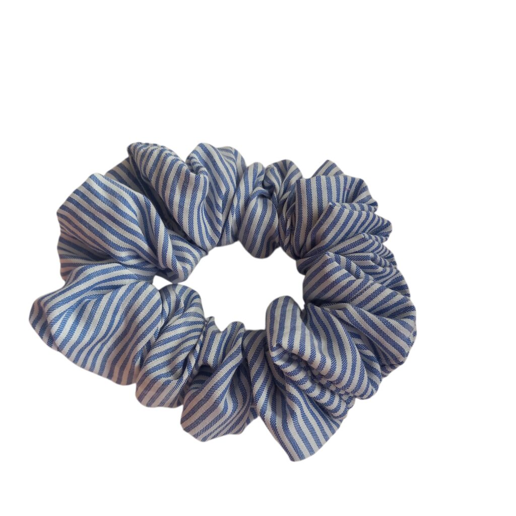 Χειροποίητο scrunchie ριγέ μπλε