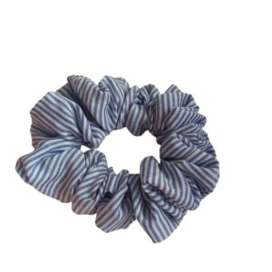 Χειροποίητο scrunchie ριγέ μπλε
