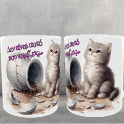 Κεραμική λευκή κούπα 11oz- Χιουμοριστική με γάτα