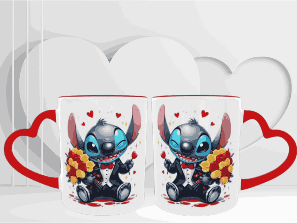 Κούπα καρδιά με τον Ohana Stitch- Άγιος Βαλεντίνος