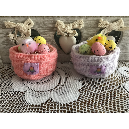 πλεκτό σετ Bird's nest, σε 2 χρώματα παστέλ