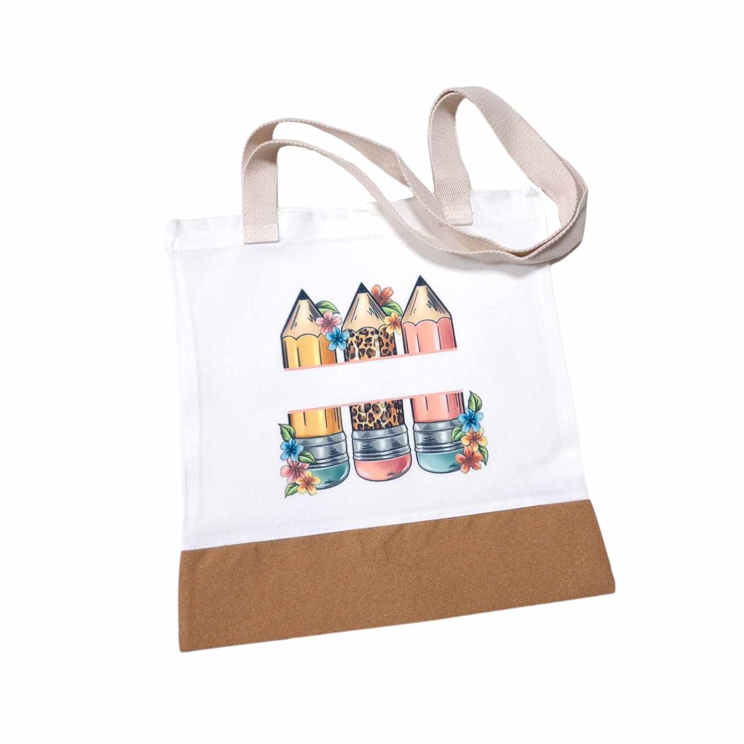Προσωποποιημένη tote bag για τη δασκάλα με φελλό | Μολύβια