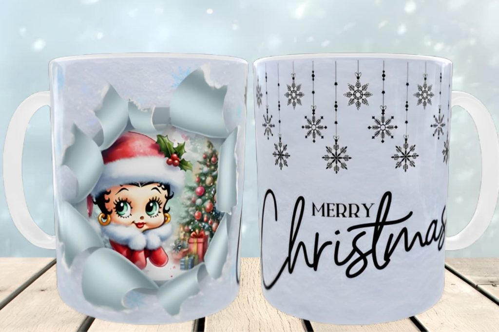 Κεραμική λευκή κούπα 350ml- Christmas Betty Boop