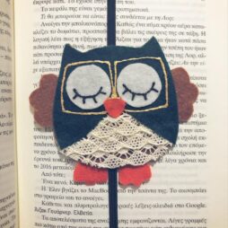 Winter Owl – Χειροποίητος σελιδοδείκτης με λάστιχο