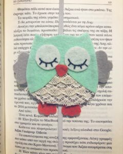 Pastel owl – Χειροποίητος σελιδοδείκτης με λάστιχο