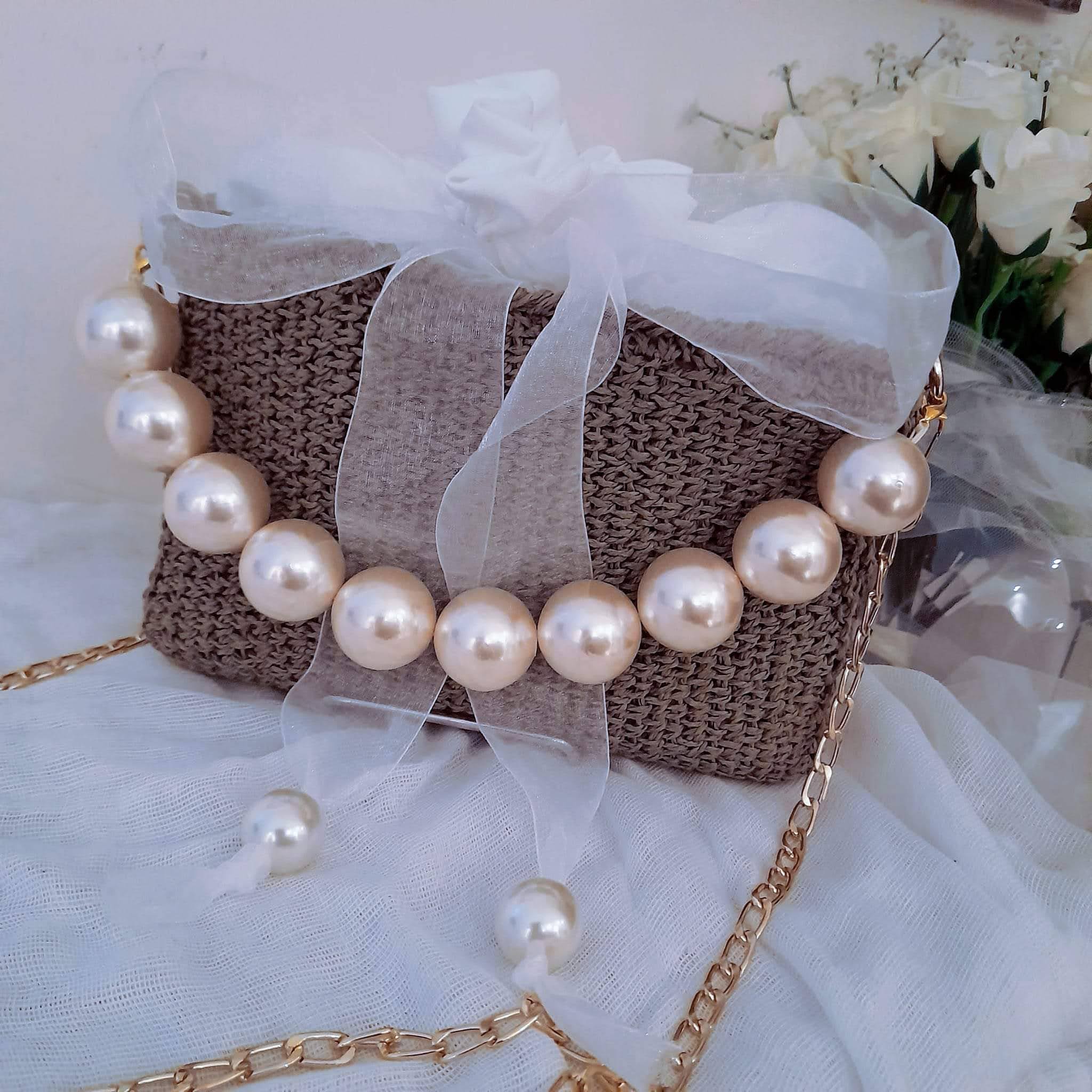 Raffia πλεκτή τσάντα ψάθα τύπου πουγκί