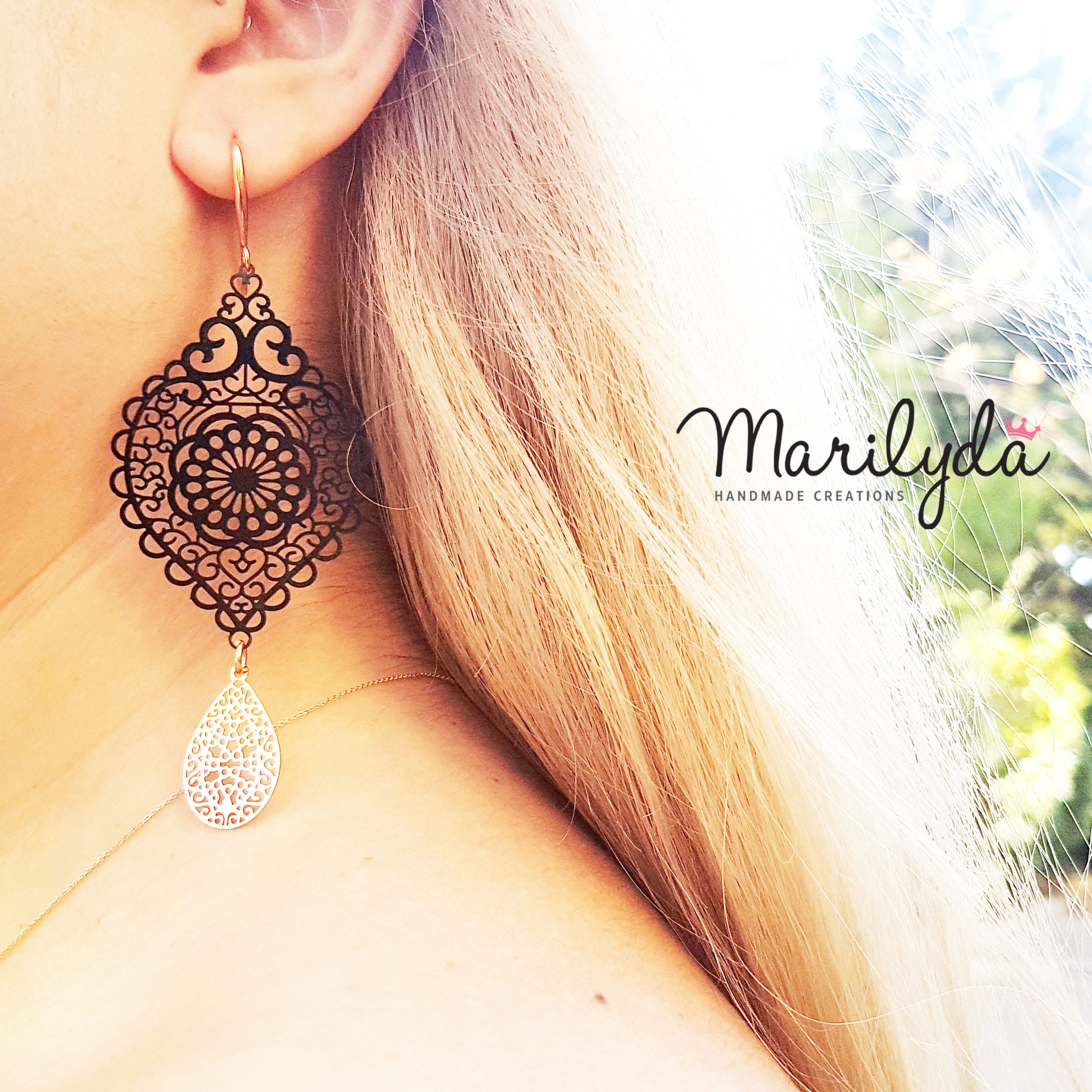 Σκουλαρίκια filigree rosegold drop