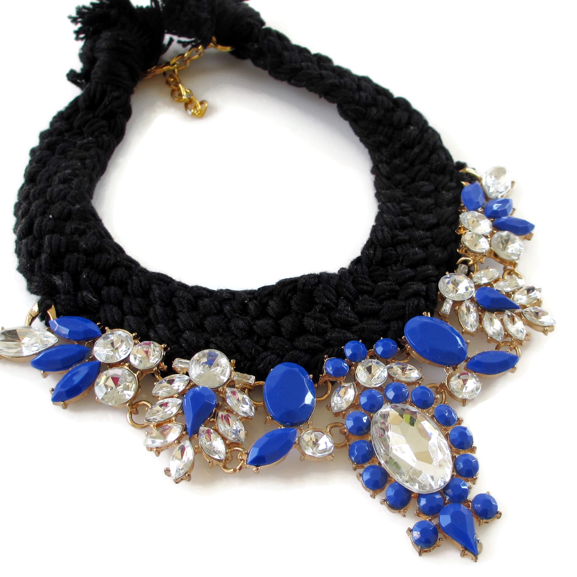 Χειροποίητο κολιέ statement crystal blue