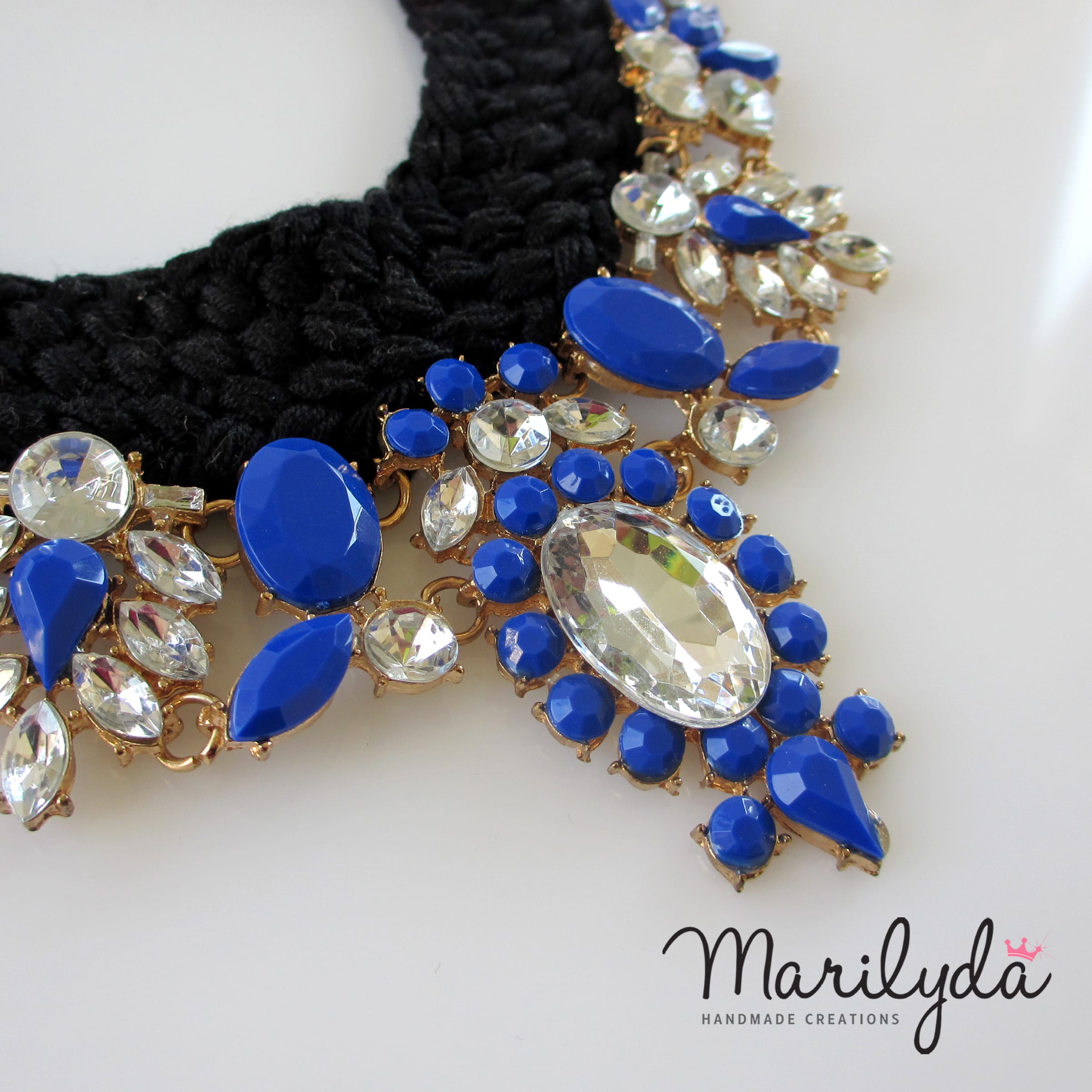 Χειροποίητο κολιέ statement crystal blue