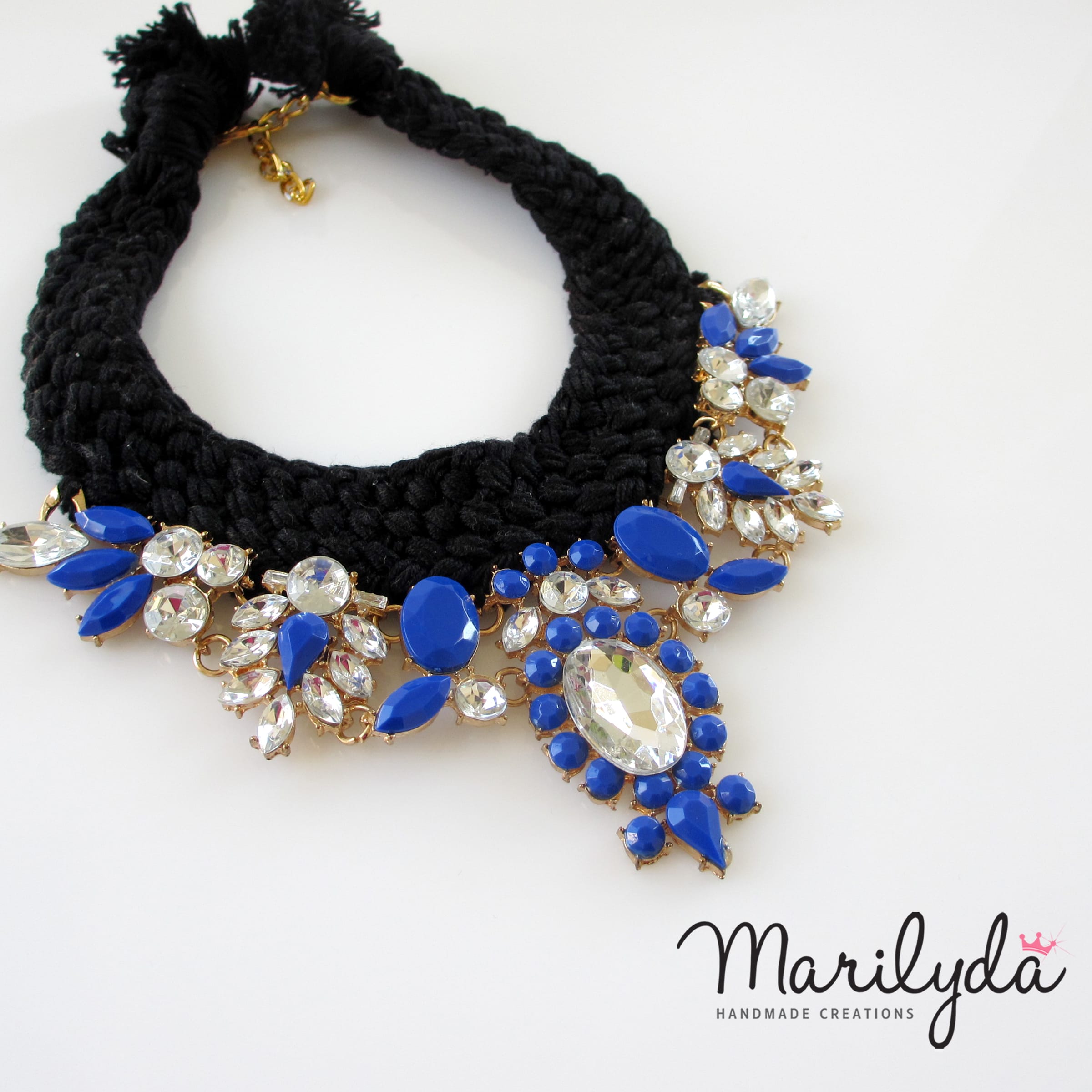Χειροποίητο κολιέ statement crystal blue