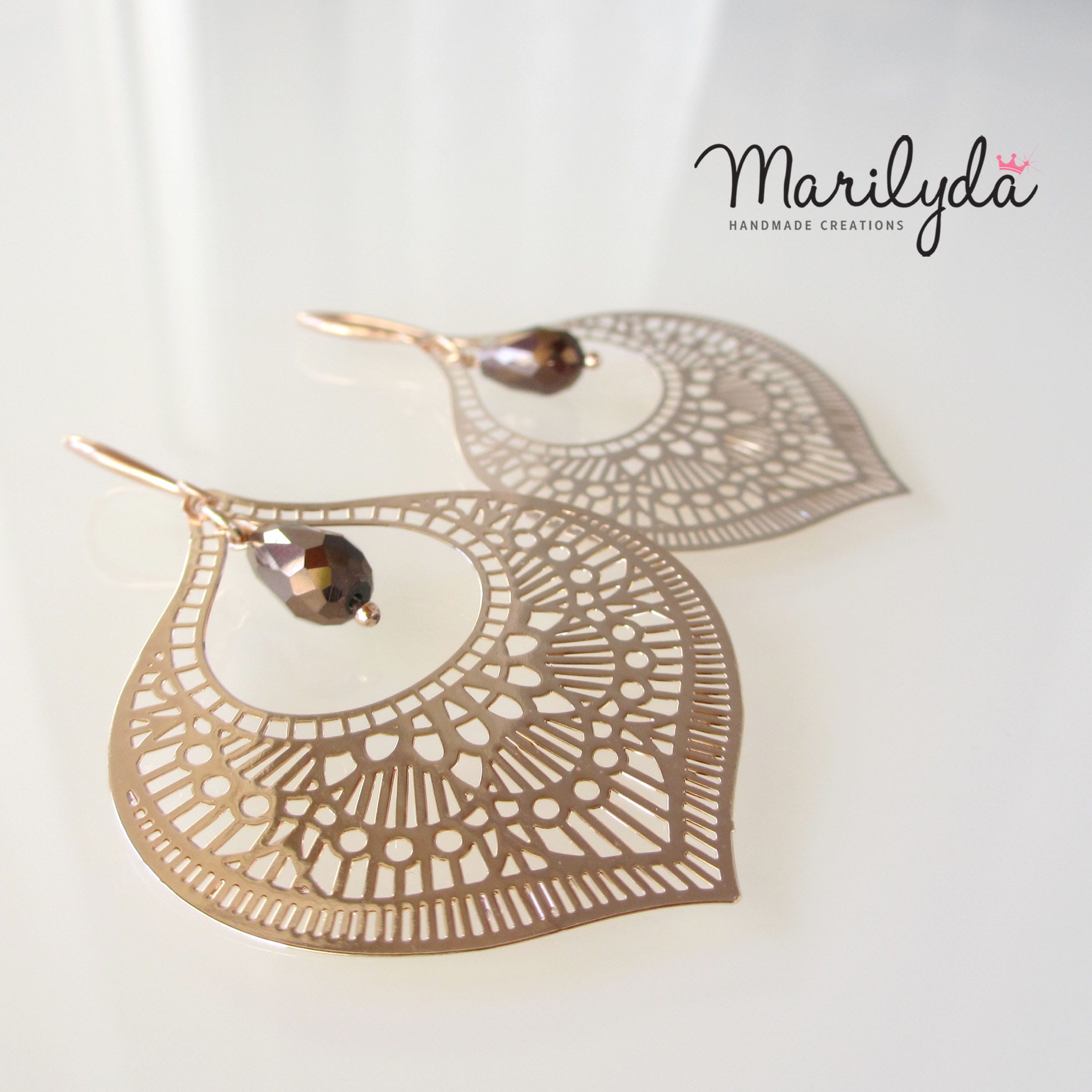 Σκουλαρίκια "Filigree rose gold" boho