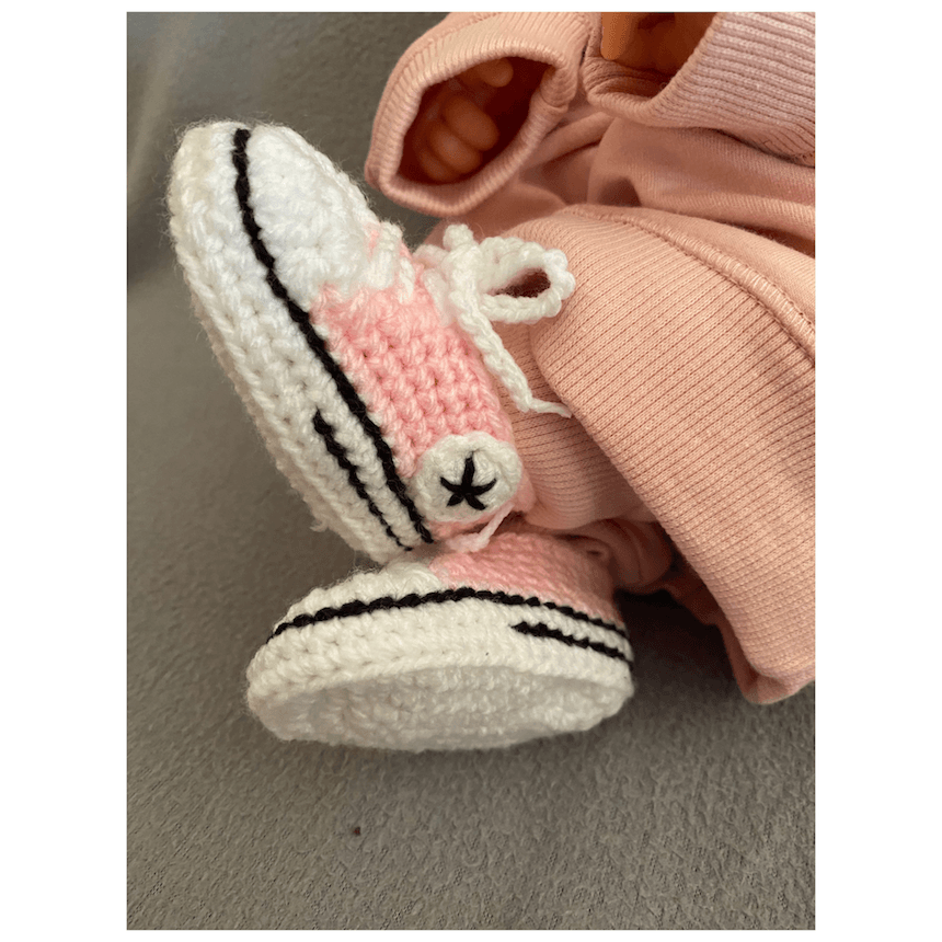 Πλεκτά παπουτάκια μωρού AS low, baby pink