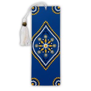 Σελιδοδείκτης ξύλινος, μπλε, mandala, ζωγραφισμένος στο χέρι 15x5x0,2 εκ.